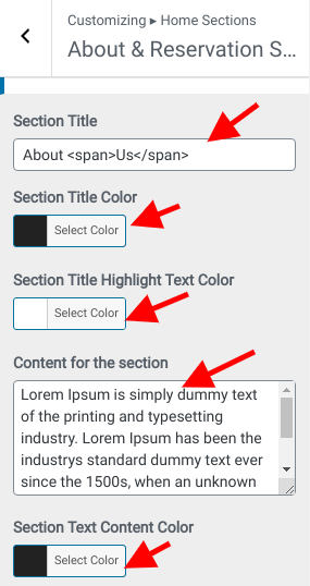 set contact section