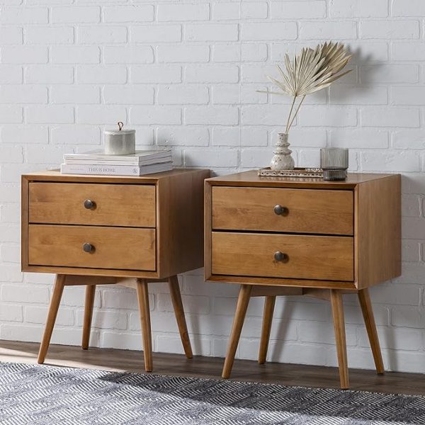 2-Piece 2-Drawer Solid Wood Nightstand
