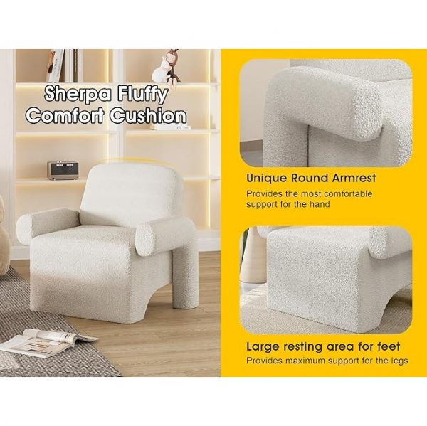 Accent Chair Single Sofa with Round Armrest - Image 3