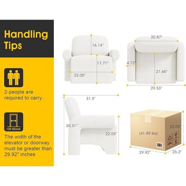 Accent Chair Single Sofa with Round Armrest - Image 2
