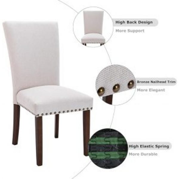 Fabric Dining Table Chairs Set of 4 - Image 3