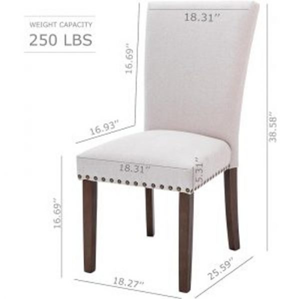 Fabric Dining Table Chairs Set of 4 - Image 4