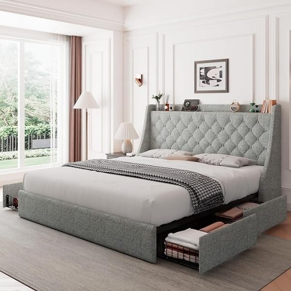 Queen Size Bed with Box Storage - Image 2