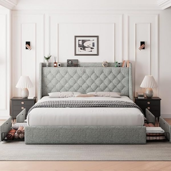 Queen Size Bed with Box Storage