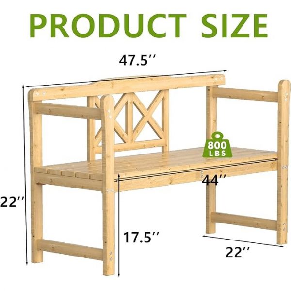Wood Frame Garden Bench - Image 4