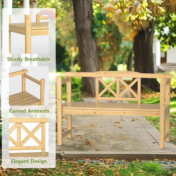 Wood Frame Garden Bench - Image 2