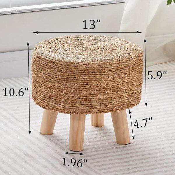 Natural Seagrass Hand Weave Pouf - Image 2