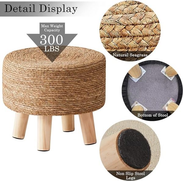 Natural Seagrass Hand Weave Pouf - Image 4