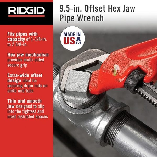 Offset Hex Jaw Pipe Wrench - Image 4