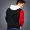Color Block Men Hooded Neck White, Red, Black T-Shirt - Image 2