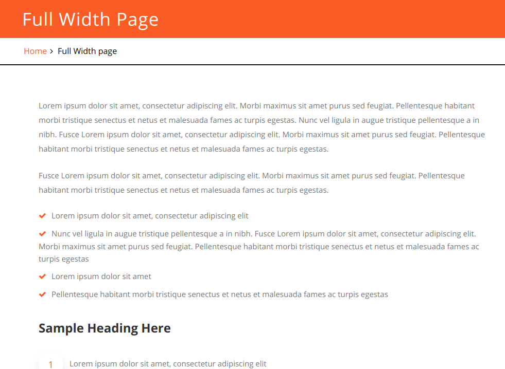 select Full Width Page template