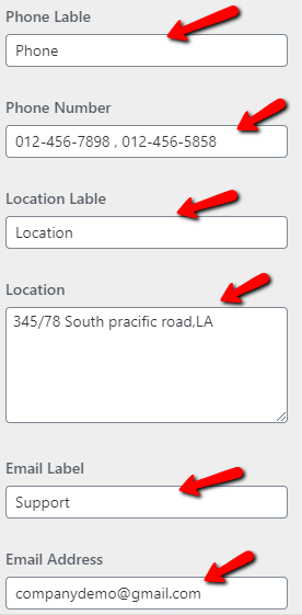 set Footer section