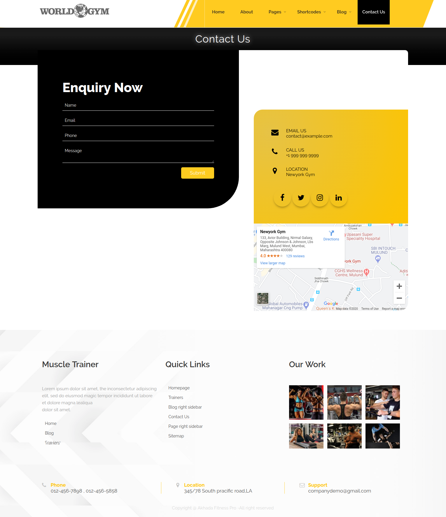 select Contact Page template