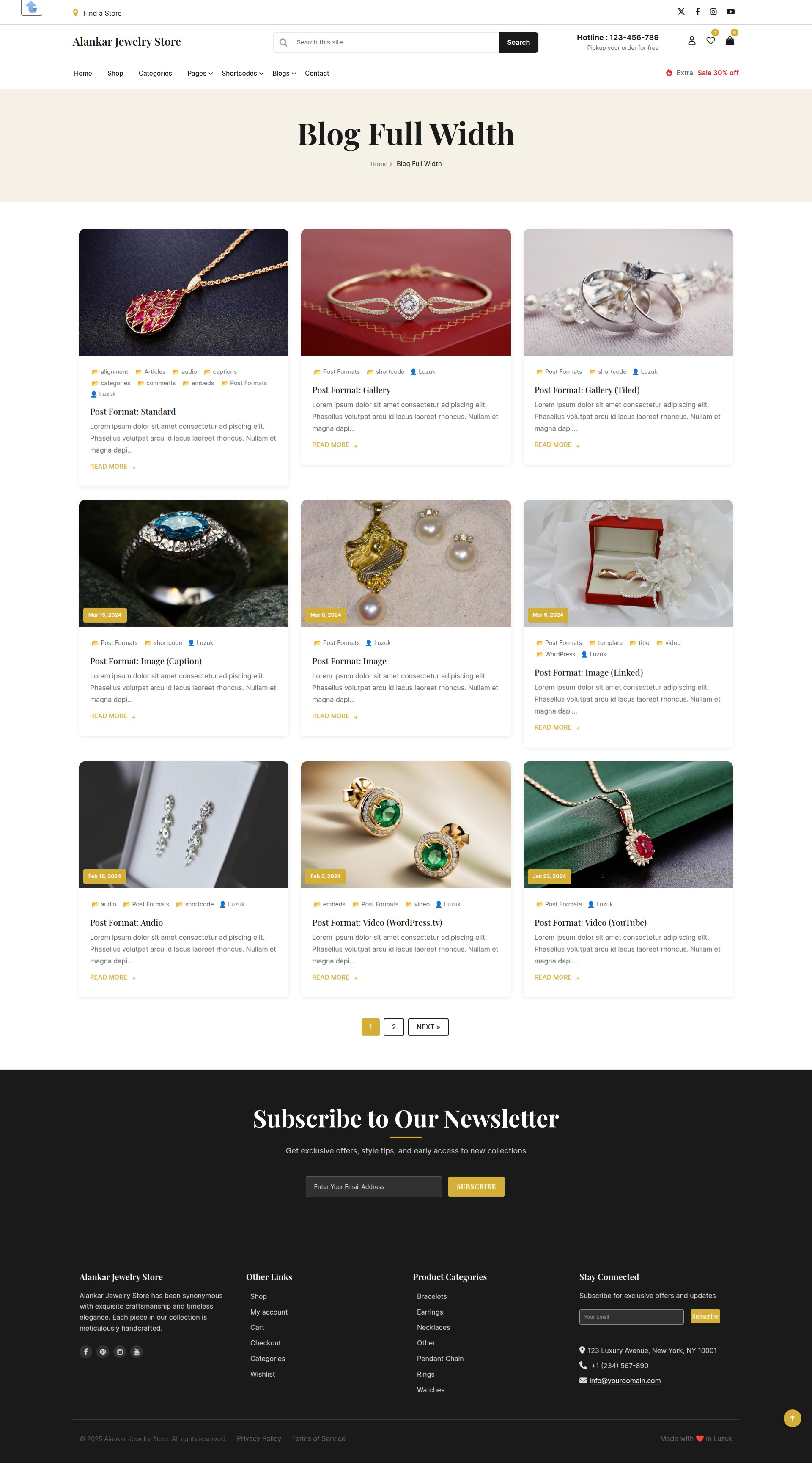 select Blog Full Width template