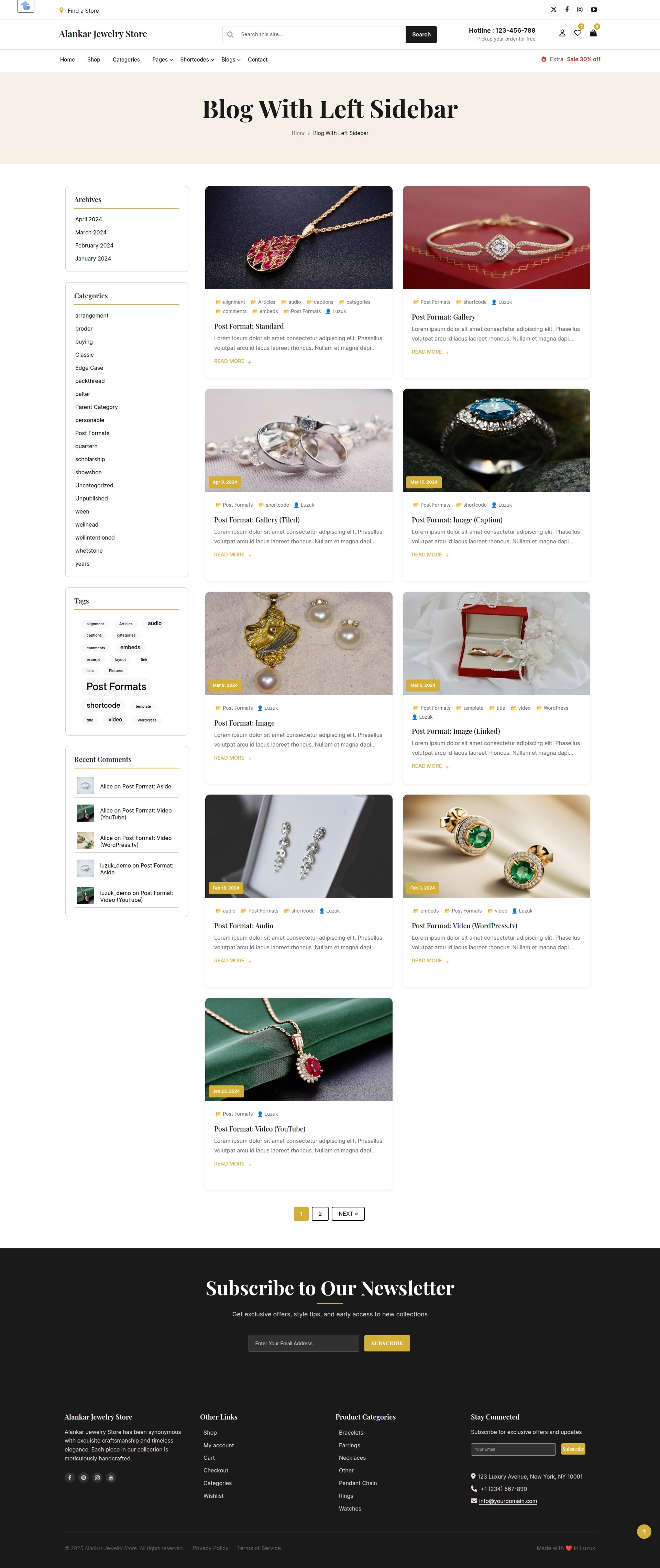 select Blog With Left Sidebar template