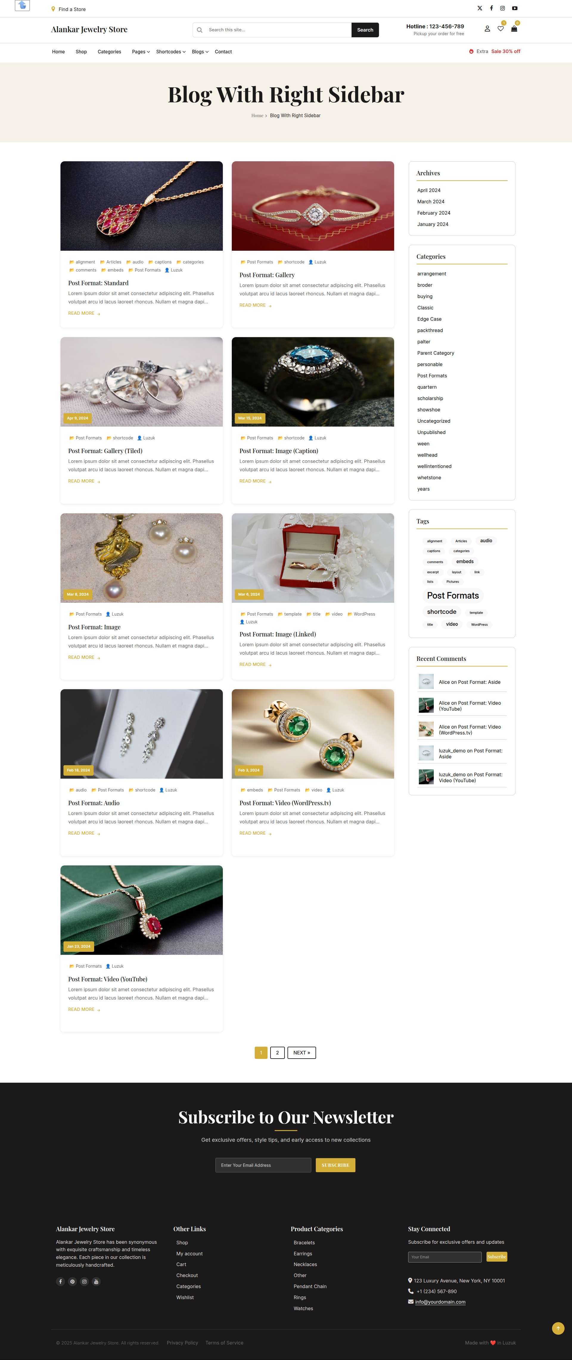 select Blog With Right Sidebar template