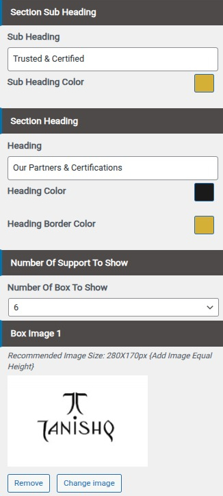 set Featured Page section