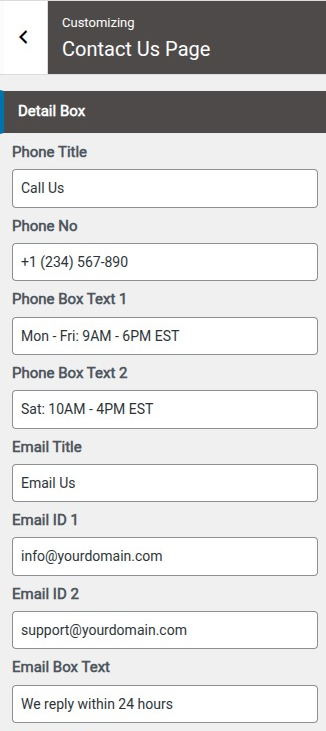 select Contact Page template