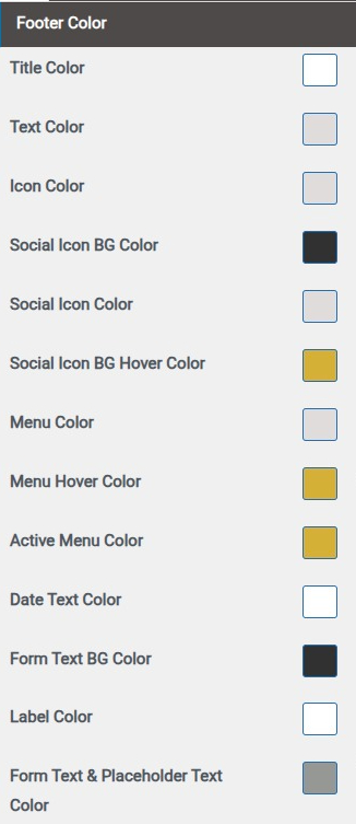 set Footer section