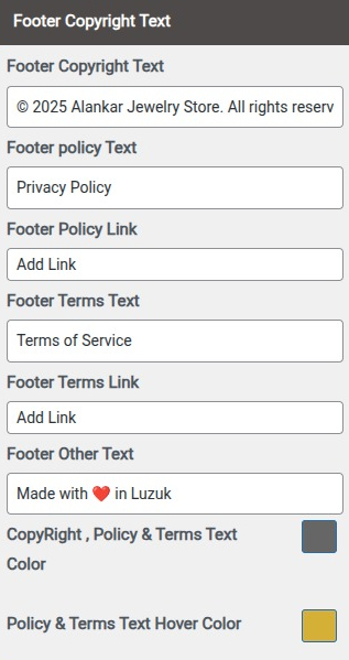 set Footer section