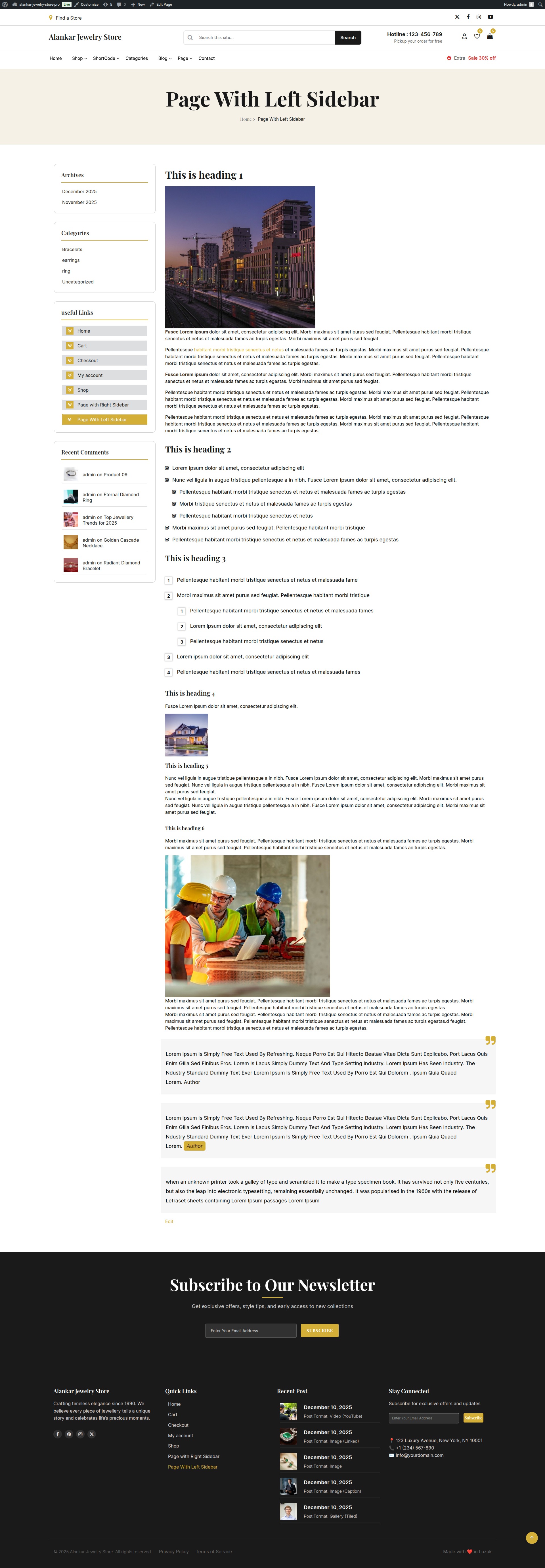 select Page With Left Sidebar template