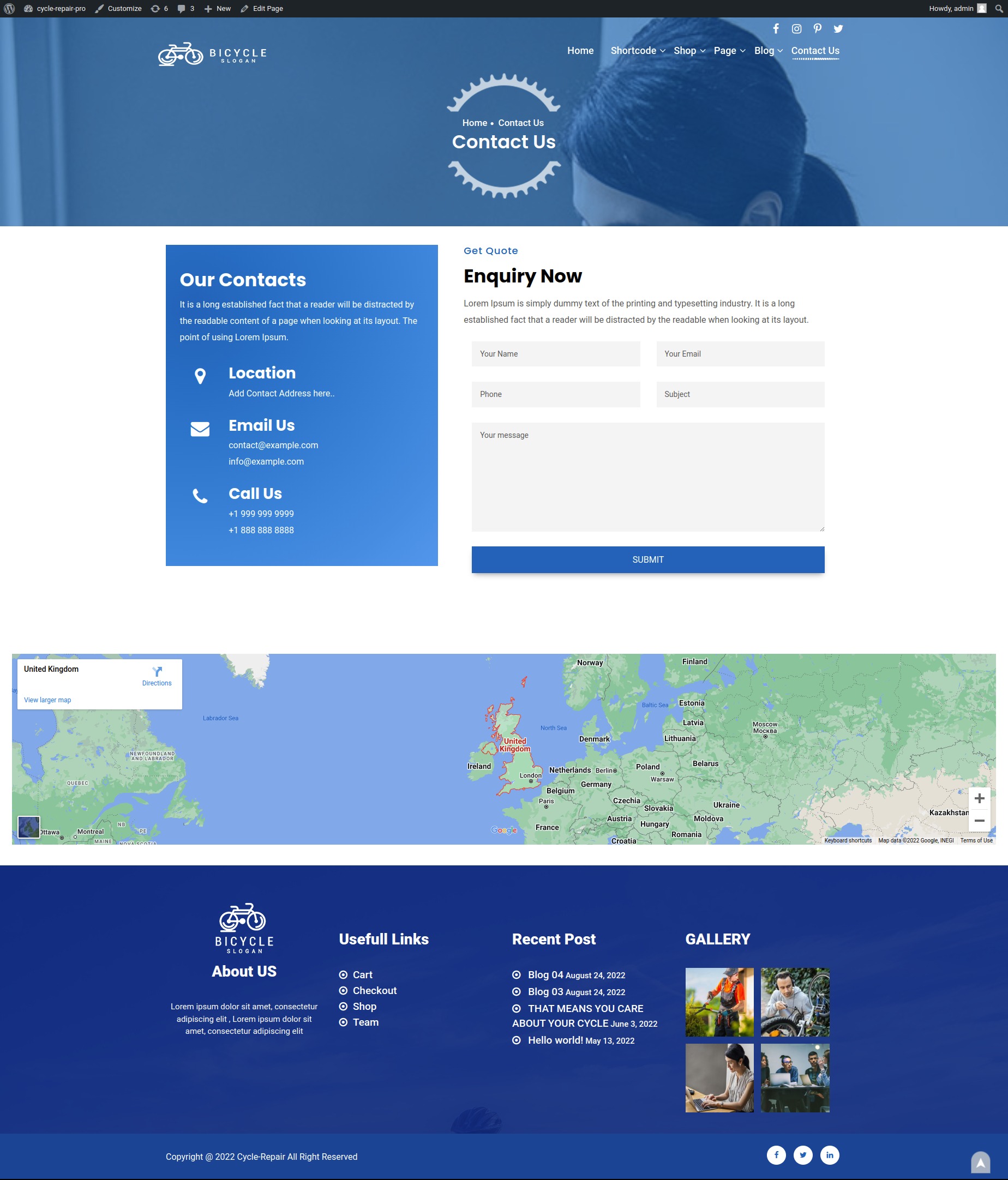 select Contact Page template