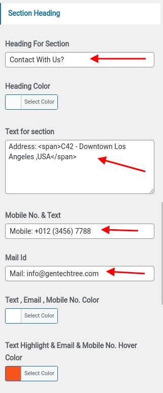 set contact section