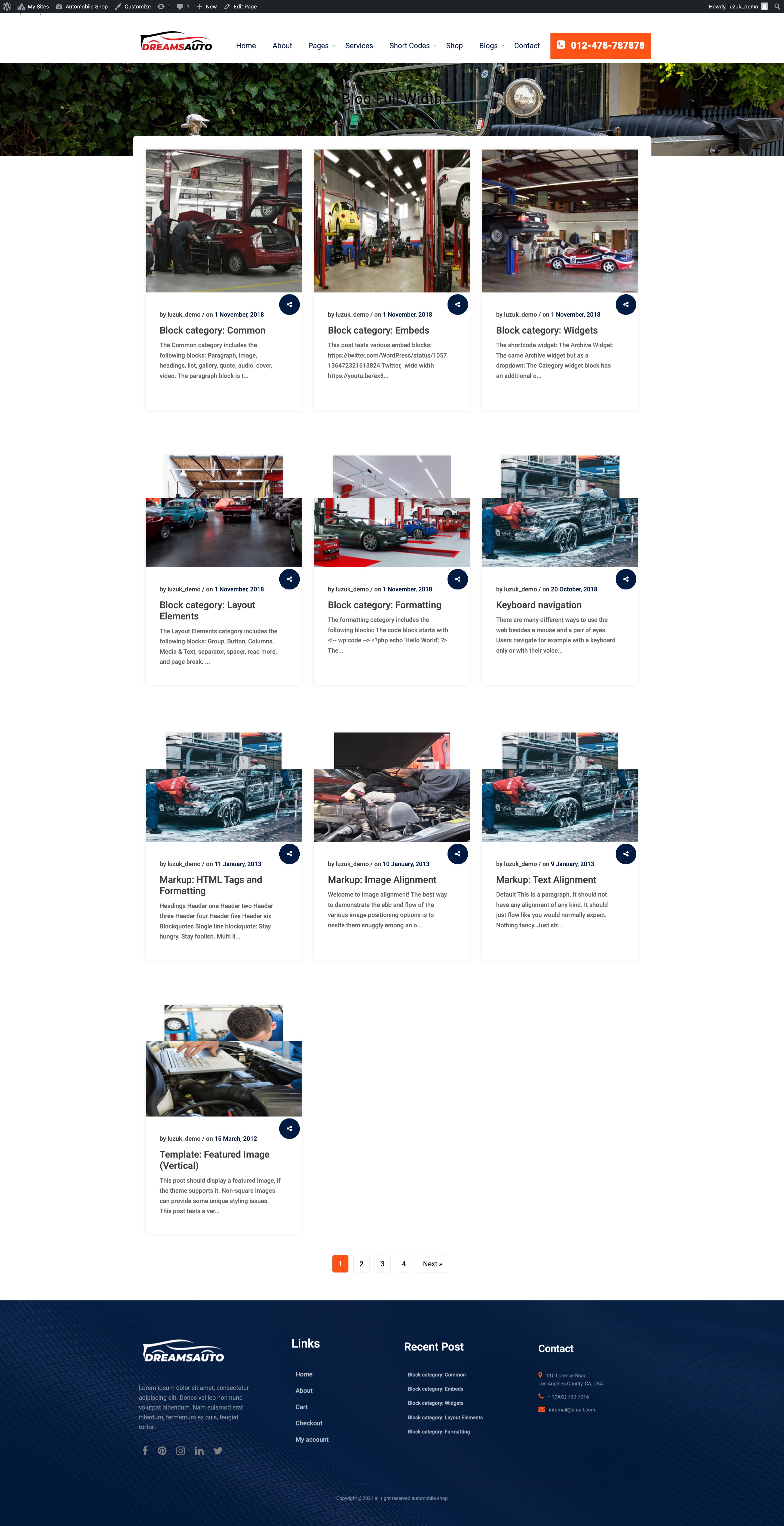 select Blog Full Width template