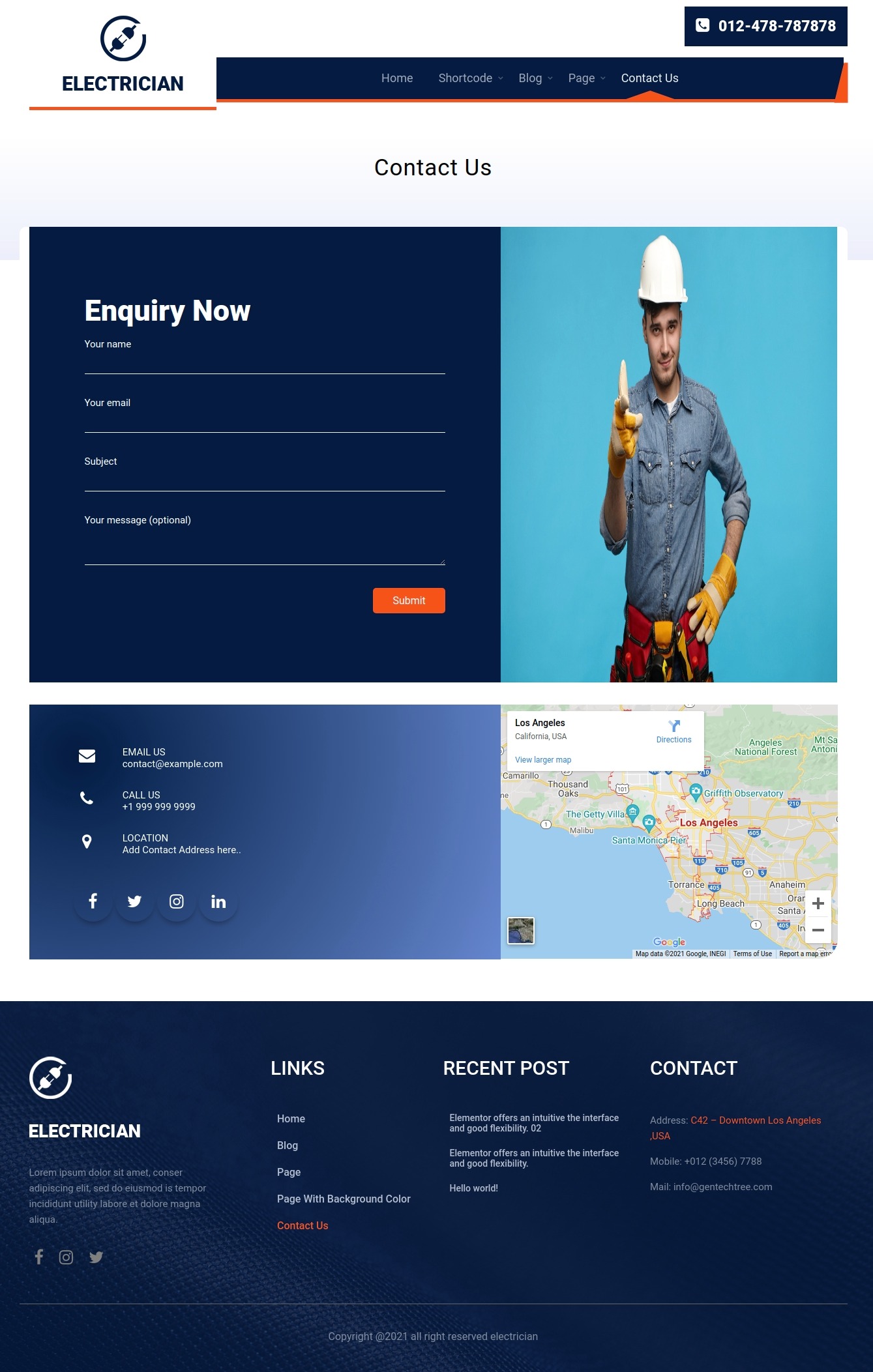 select Contact Page template