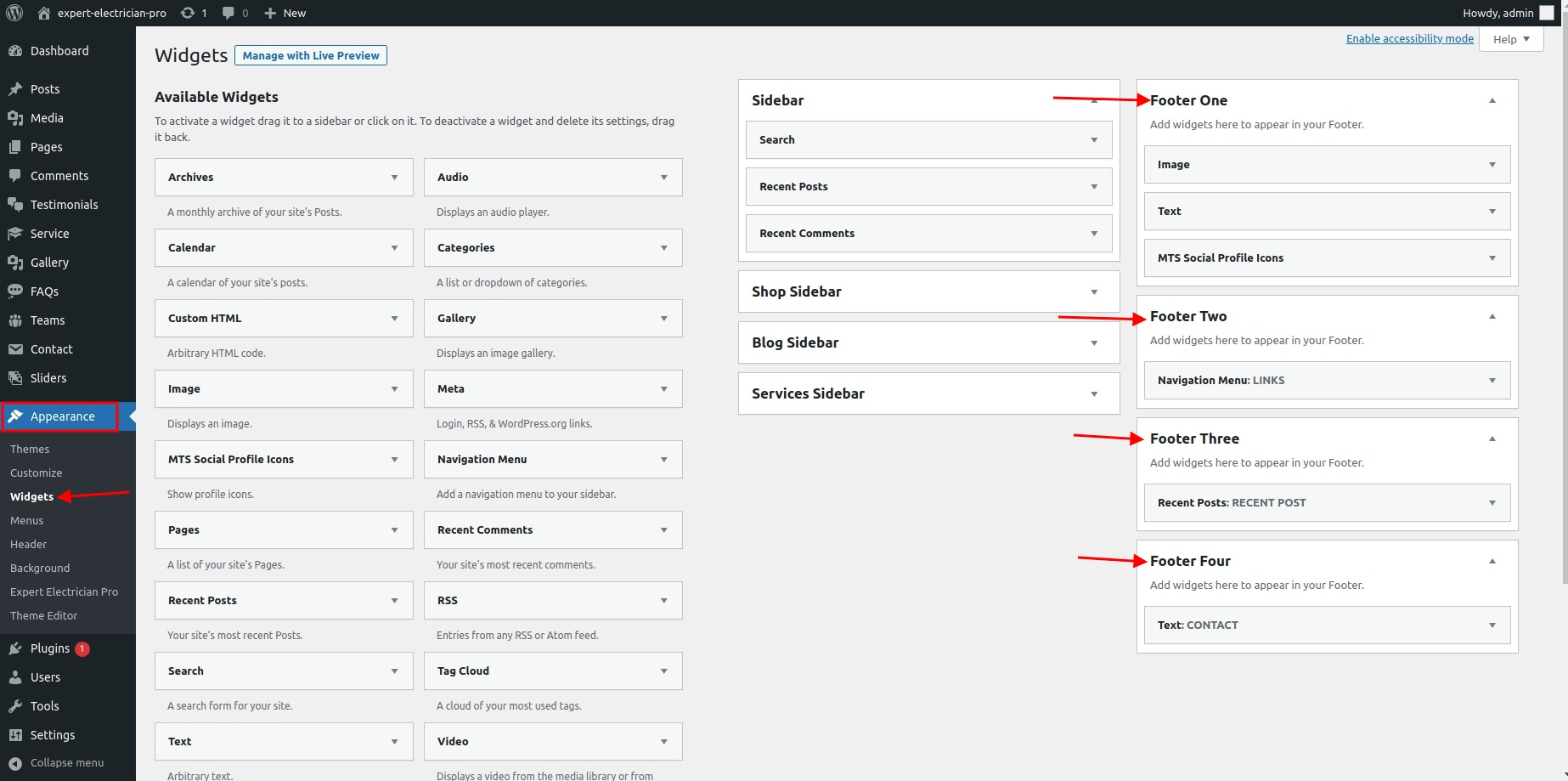 set Footer section