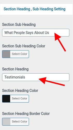 set testimonial section