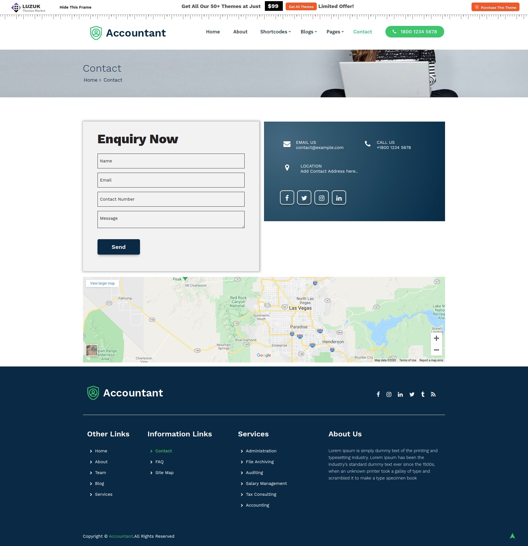 select Contact Page template