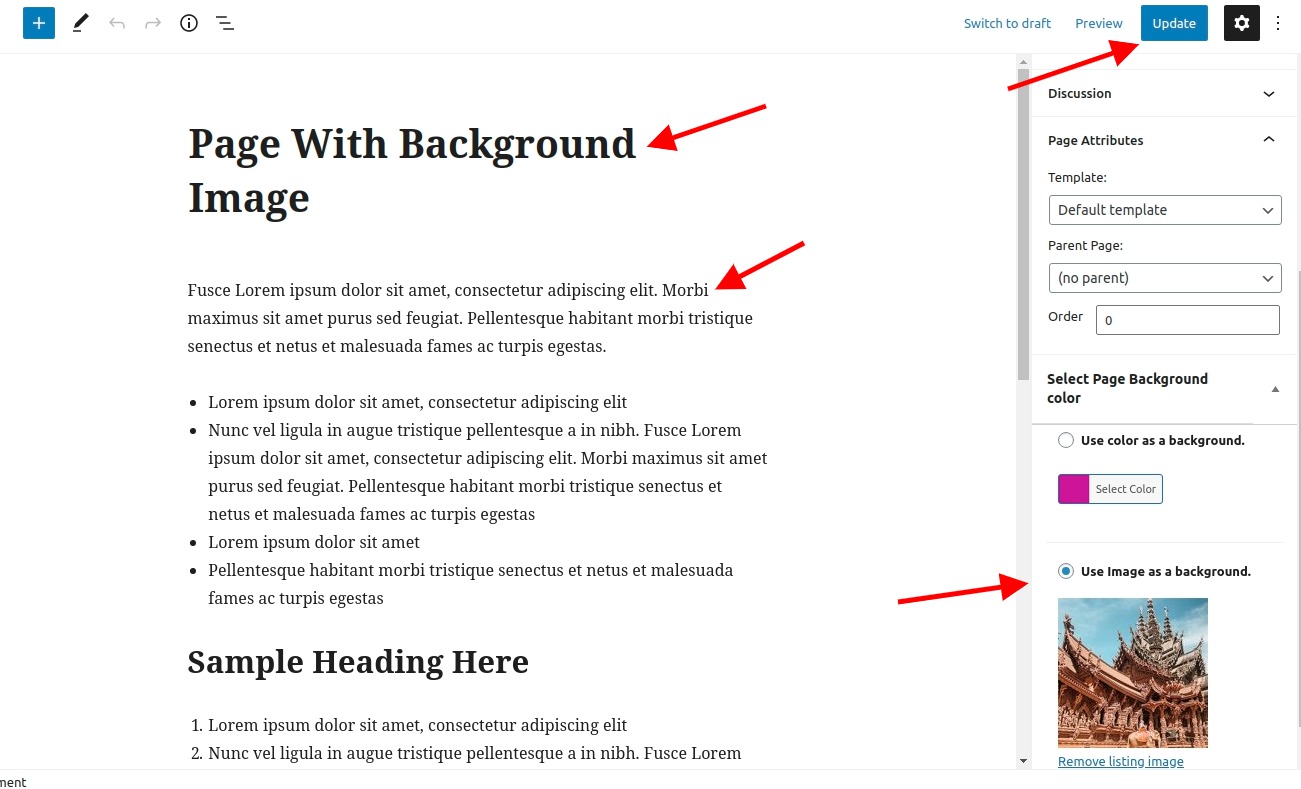 select Page With Right Sidebar template