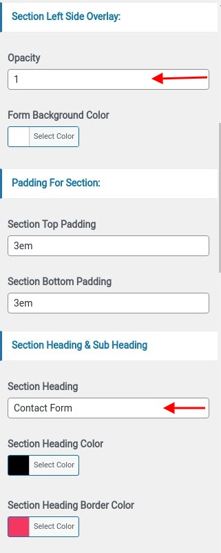 set contact section