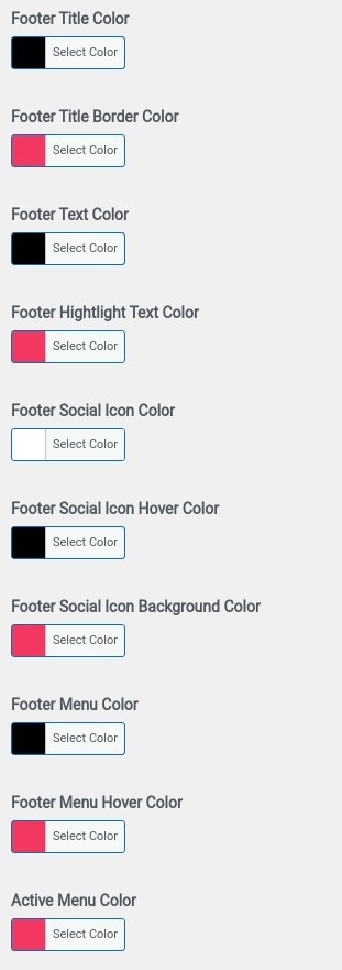 set Footer section