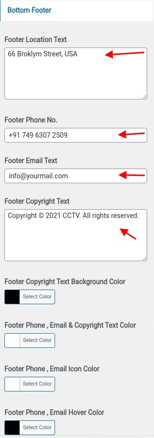 set Footer section