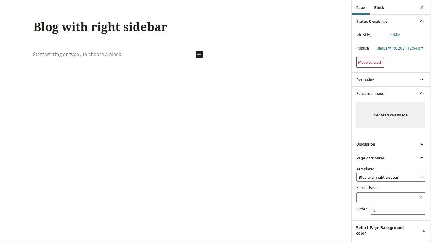 select Blog With Right Sidebar template