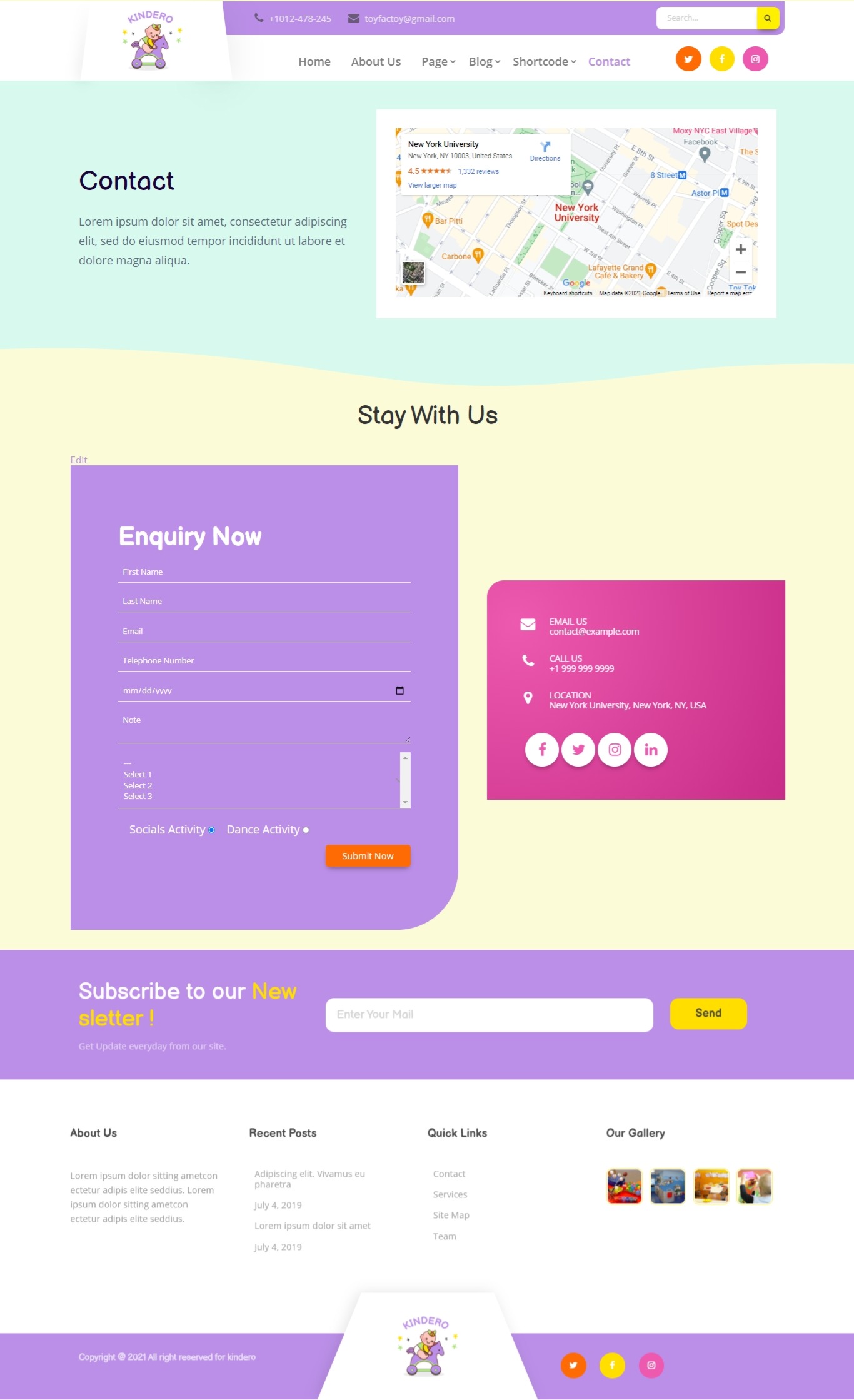 select Contact Page template