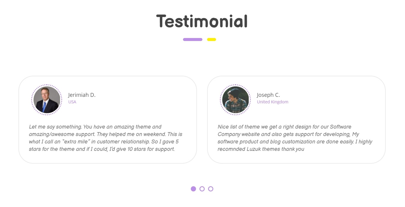 set Testimonials section