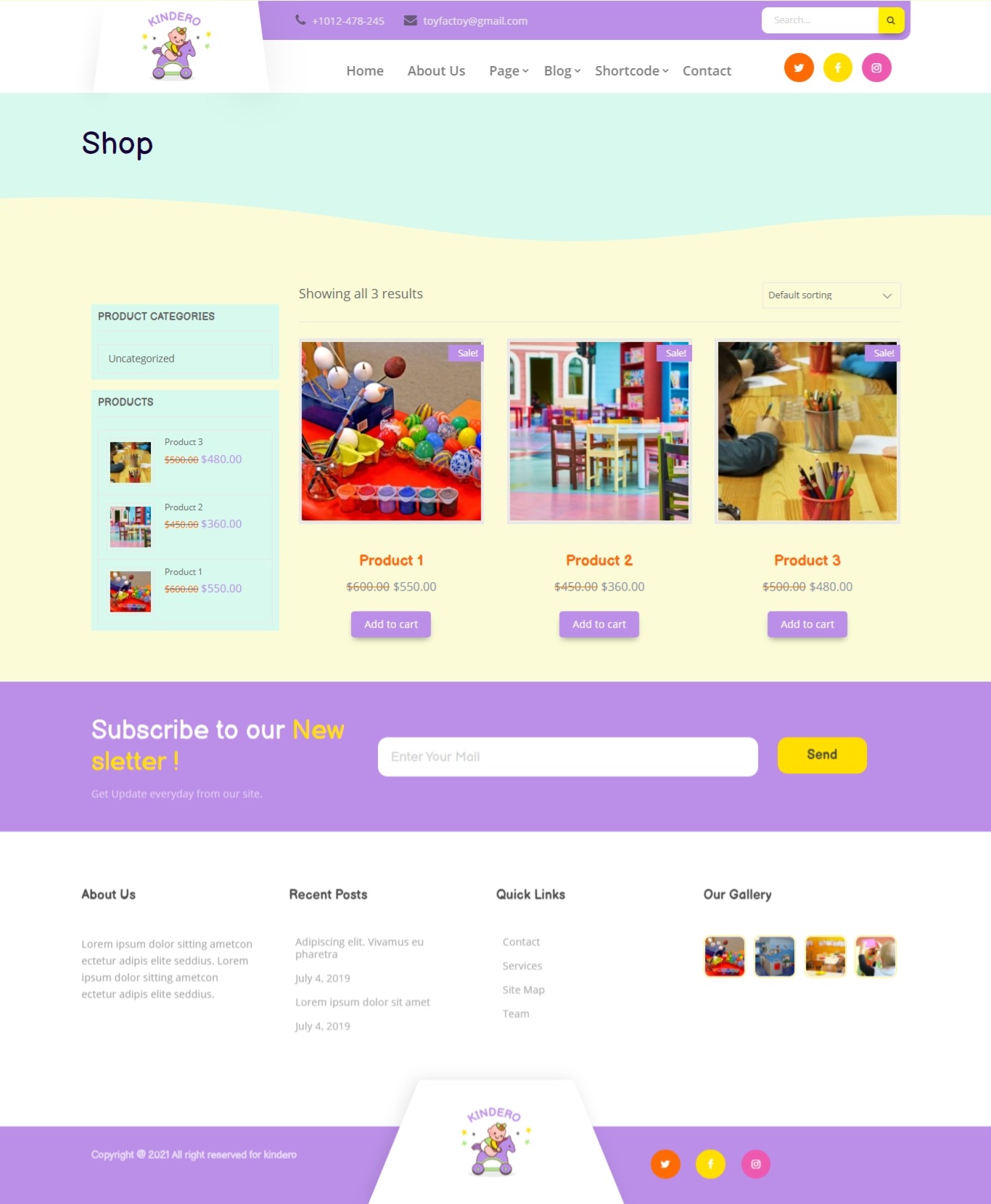 select shop Page template