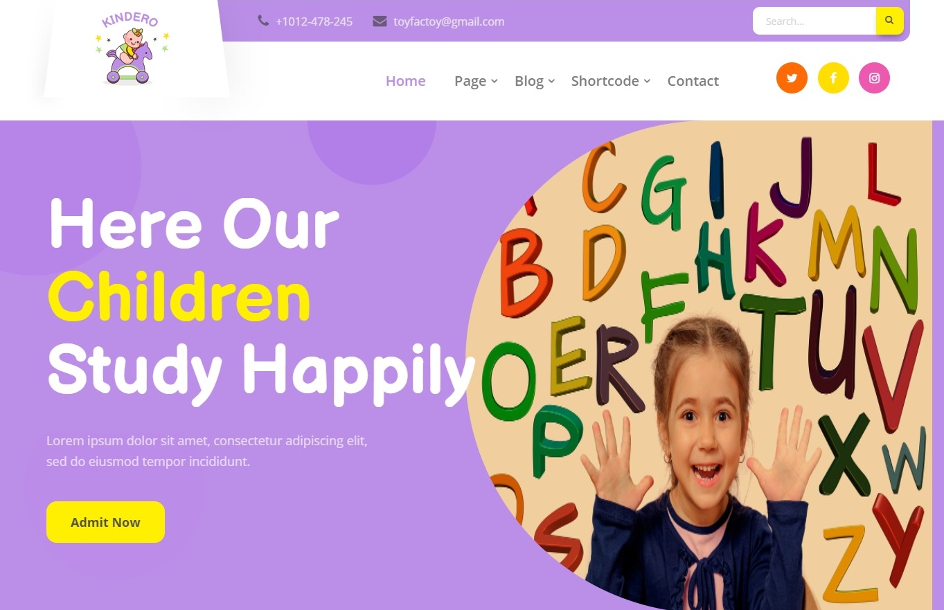 Child Care kindergarten wordpress theme