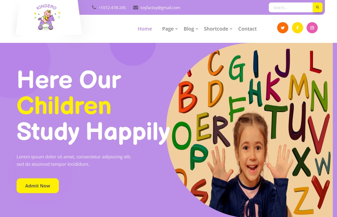 Child Care kindergarten wordpress theme