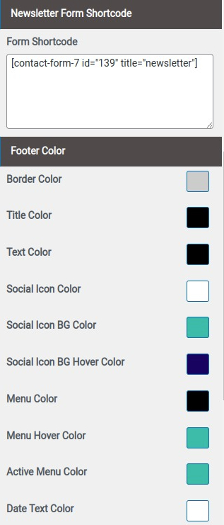 set Footer section