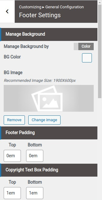 set Footer section