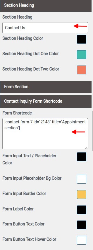 set Appointment section