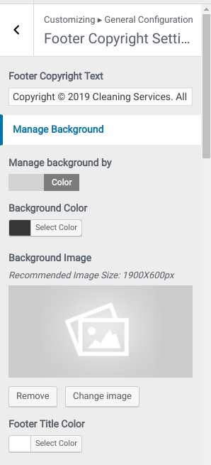 set Footer section