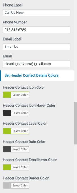 set Header data