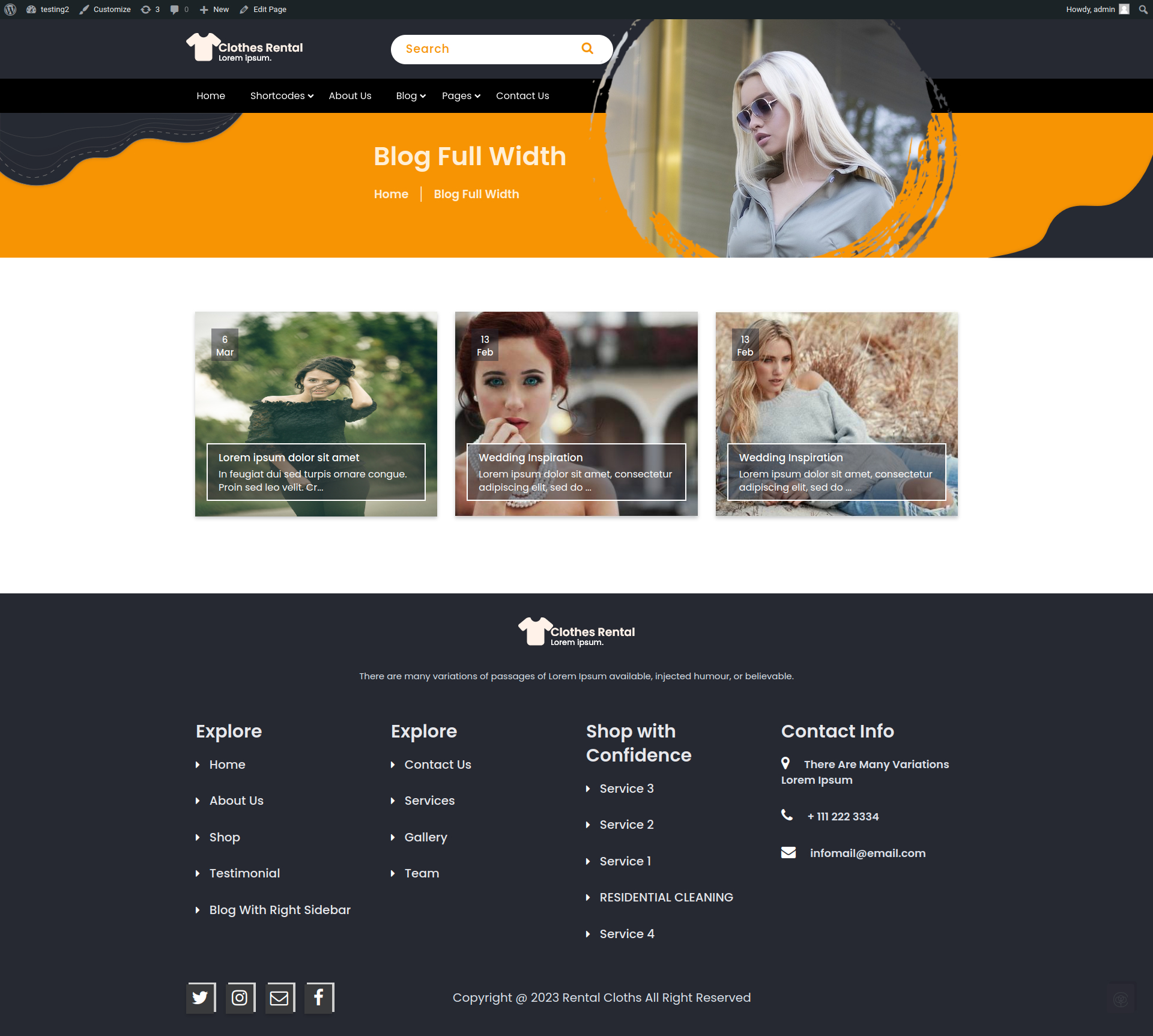 select Blog Full Width template