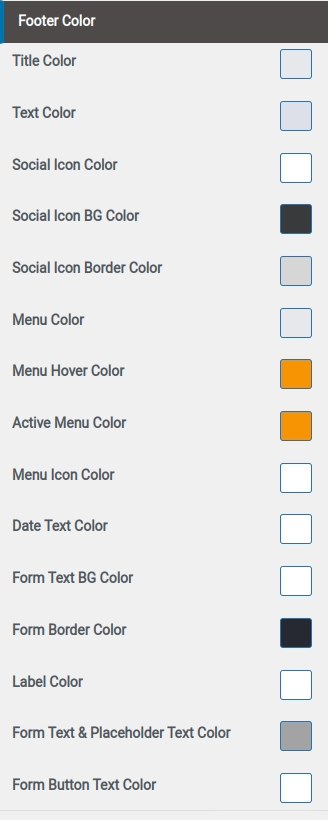 set Footer section