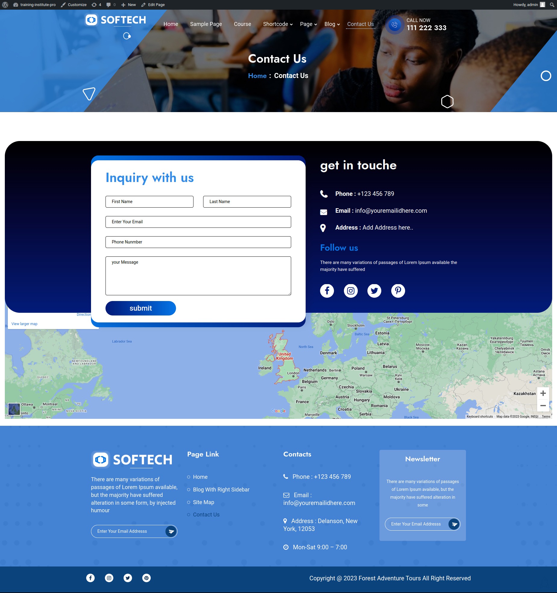 select Contact Page template